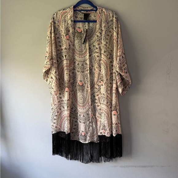 Steve Madden Other - Steve Madden Aztec Fringe Kimono NWT